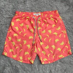Maamgic Swim Trucks Neon Peach Bananas Above Knee Men's Medium Summer Preppy